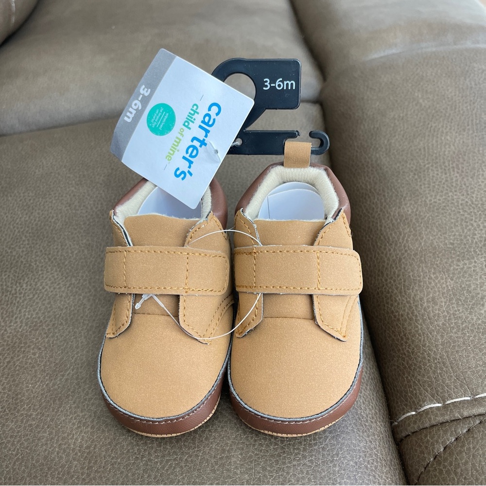 NEW 3-6 Months Carter’s Infant Shoes Brown Child of Mine Adjustable Strap NWT